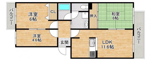 アルタカーサ A(3LDK/4階)の間取り写真