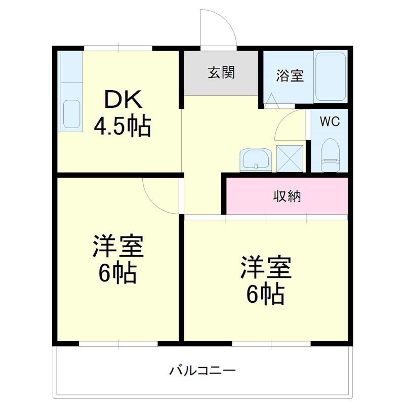 メゾン入野(2DK/2階)の間取り写真