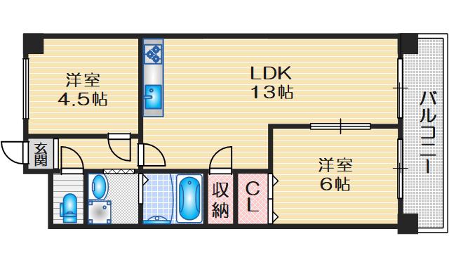 ヴィライトウ(2LDK/2階)の間取り写真
