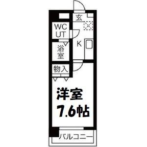 プレザント吹上(1DK/4階)の間取り写真