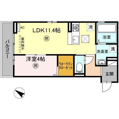 グラディートII(1LDK/1階)の間取り写真