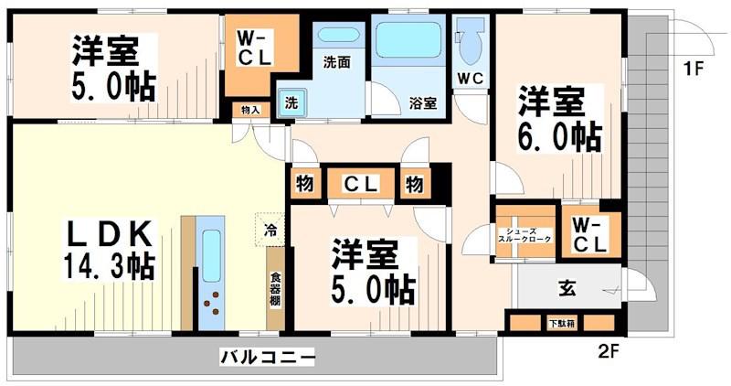 BRANCHE(3LDK/2階)の間取り写真