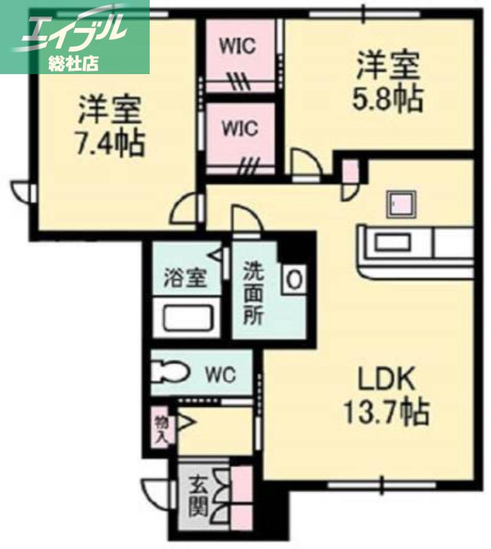 ベイパートレイル(2LDK/1階)の間取り写真