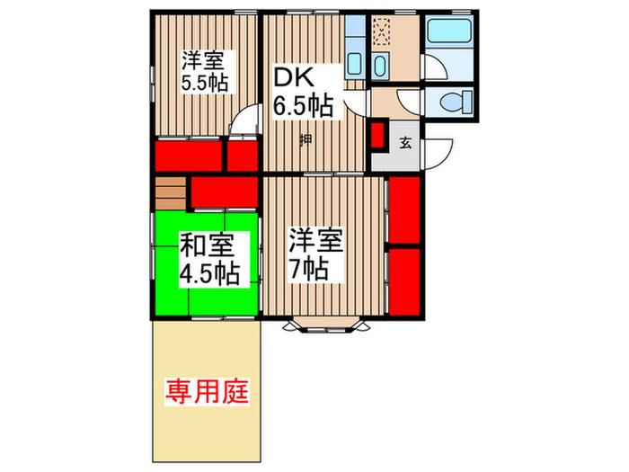 東武野田線 南桜井駅(埼玉) 徒歩8分 2階建 築36年(3DK/1階)の間取り写真