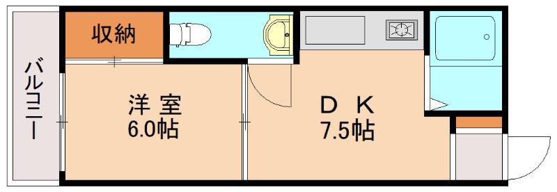 ビラージュ高宮(1DK/2階)の間取り写真