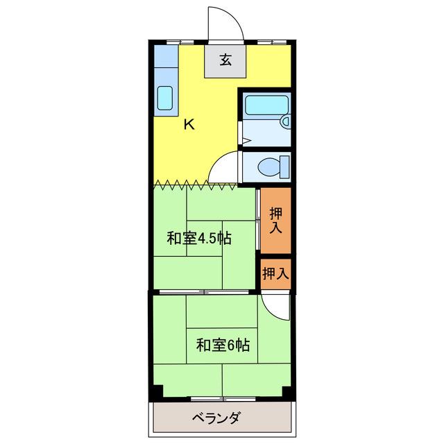MIWAビル(2K/4階)の間取り写真