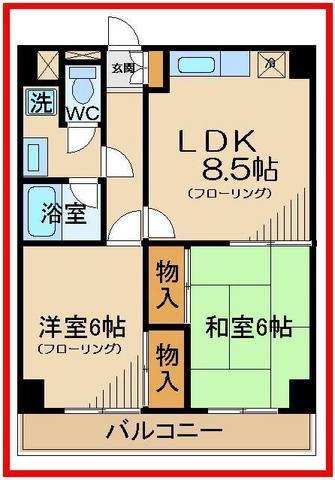 アゼリア 府中(2LDK/5階)の間取り写真