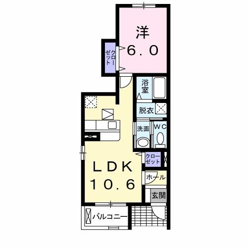 メロウ ブリーズ(1LDK/1階)の間取り写真
