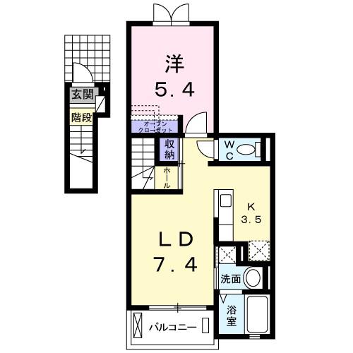 リバティ エイト(1LDK/2階)の間取り写真