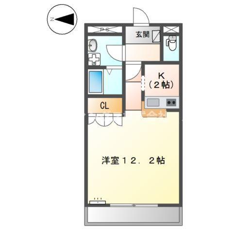 ロワール(1K/2階)の間取り写真
