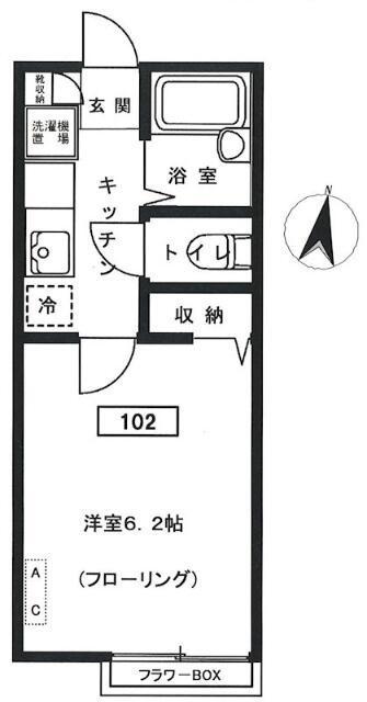 パインヒル南篠崎(1K/1階)の間取り写真