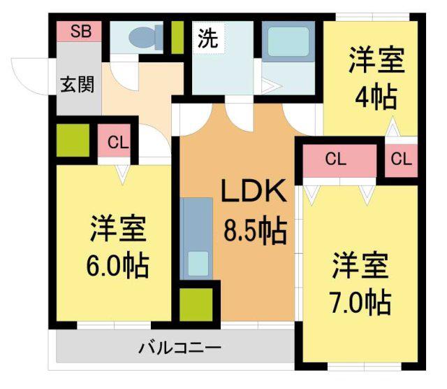 ウィルパレスANE(3LDK/3階)の間取り写真