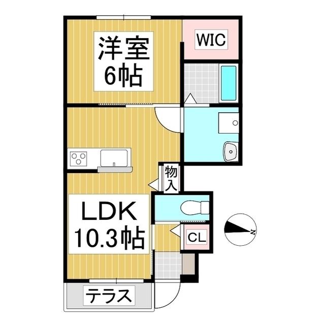 YUCCA TERRACE(1LDK/1階)の間取り写真