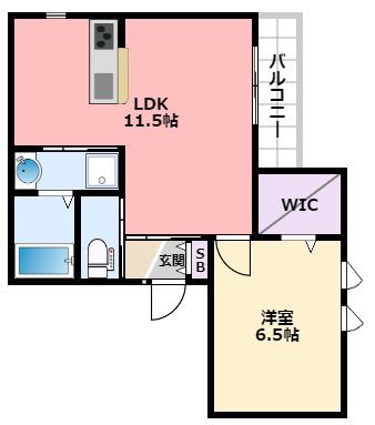 ヴェルデ ピノ(1LDK/2階)の間取り写真