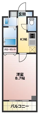 PRECIOUSプレシャス(1K/2階)の間取り写真