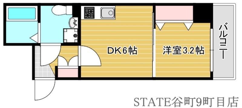 ロータリーコーポ東高津(1DK/3階)の間取り写真