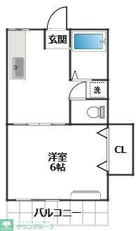 ネスト新代田(1DK/2階)の間取り写真