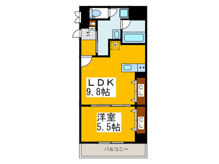 SHINSAIBASHI 1921(1LDK/4階)の間取り写真