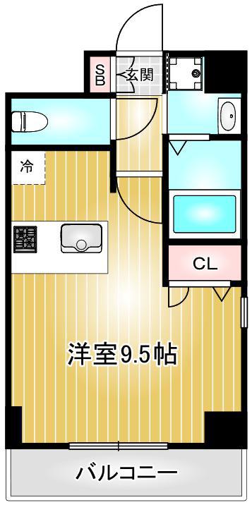 プレサンス泉アーバンゲート(ワンルーム/12階)の間取り写真