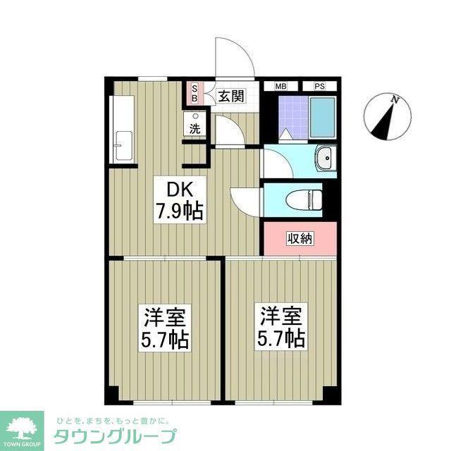 メゾンレイクヒル(2DK/1階)の間取り写真