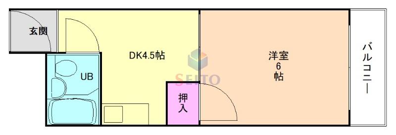 ユニオン東三国(1DK/1階)の間取り写真