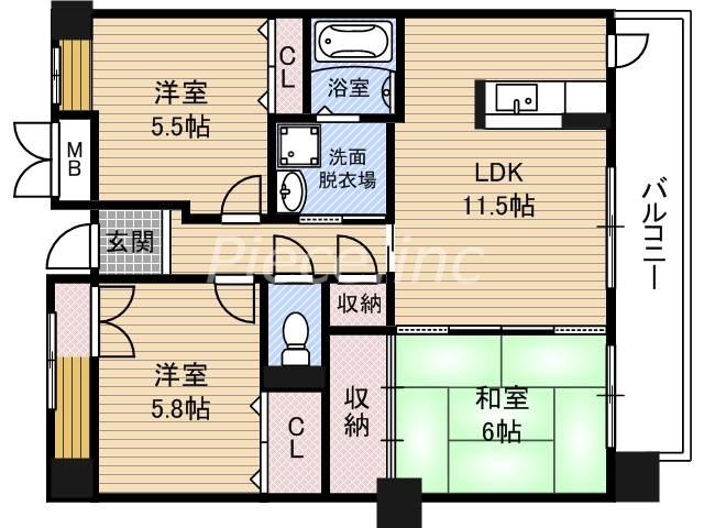 ソレアード鶴見(3LDK/4階)の間取り写真