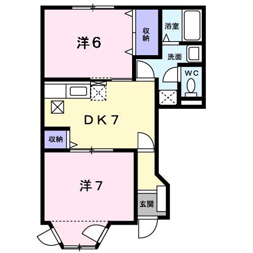 エーデルハイム(2DK/1階)の間取り写真