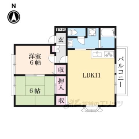 レジデンスクズハ(2LDK/2階)の間取り写真