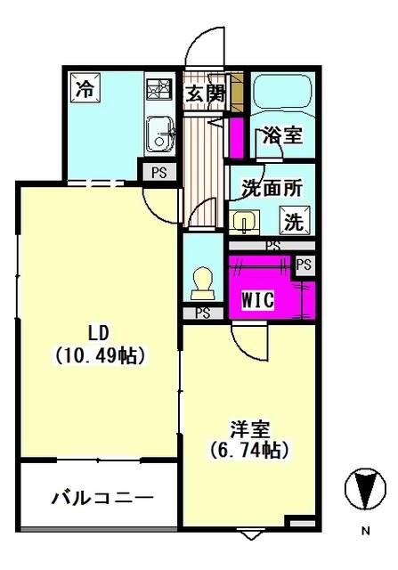ラ・フォルテ多摩川(1LDK/2階)の間取り写真