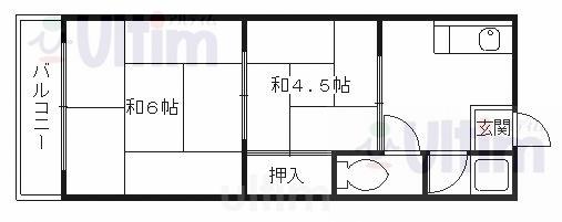 はしもとハイツ(2DK/2階)の間取り写真