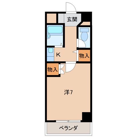 シティガーデン新通(1K/5階)の間取り写真