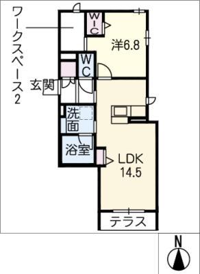 リオリエント野一色(1LDK/1階)の間取り写真