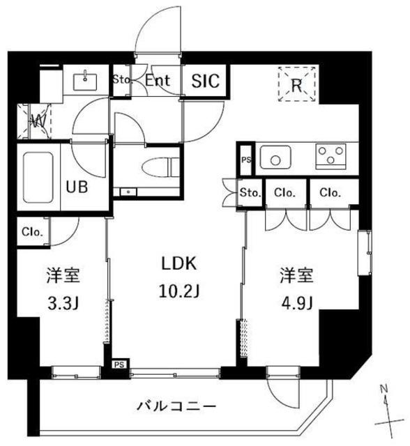 エスグランデ御徒町(2LDK/8階)の間取り写真
