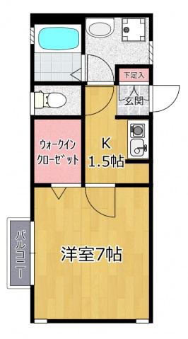 カーズ野川(1K/2階)の間取り写真