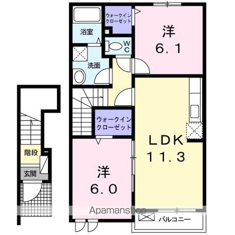 サザン・ガーデンA(2LDK/2階)の間取り写真