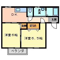 クラブ・ボヌール(2DK/1階)の間取り写真