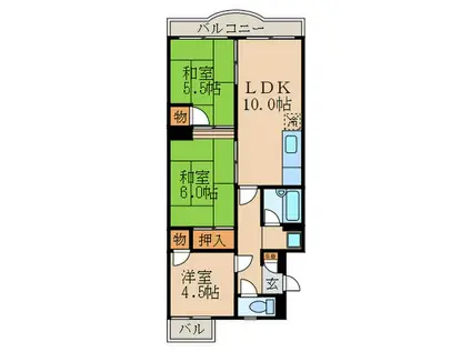 サンパレス(3LDK/2階)の間取り写真