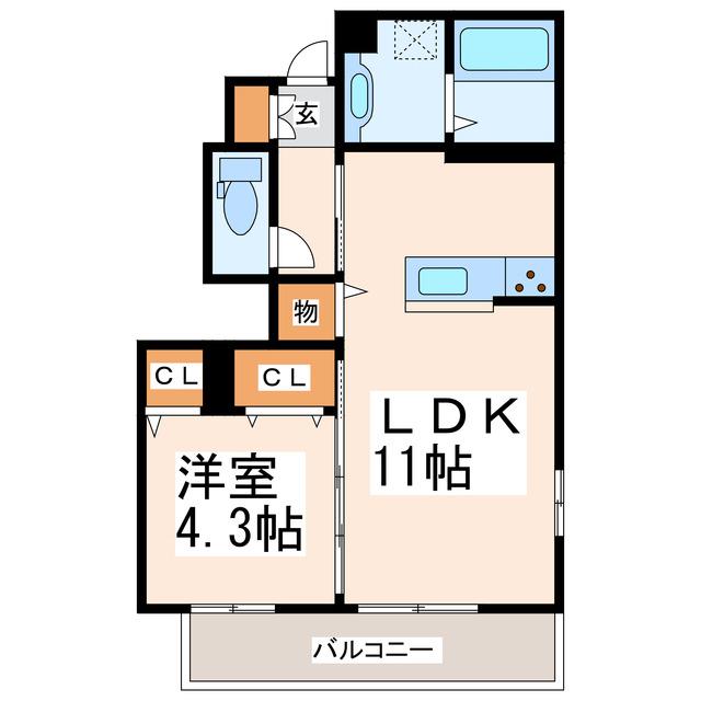 D-ROOM須屋(1LDK/1階)の間取り写真