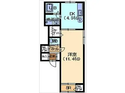 ジョイハウスM1(1K/1階)の間取り写真