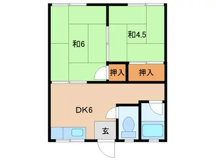 メゾン畑野(2DK/2階)の間取り写真