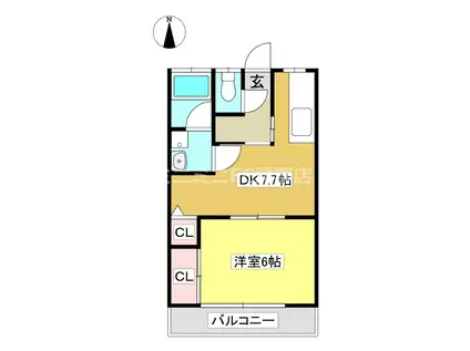 マルワアパート(1DK/3階)の間取り写真