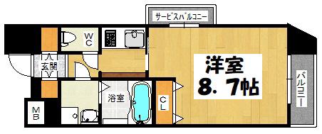 CASSIA TSUKAMOTO(1K/9階)の間取り写真