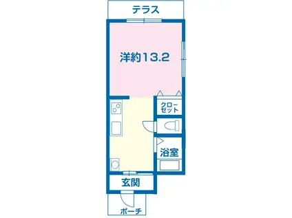 神戸電鉄粟生線 恵比須駅 徒歩8分 2階建 築16年(ワンルーム/1階)の間取り写真
