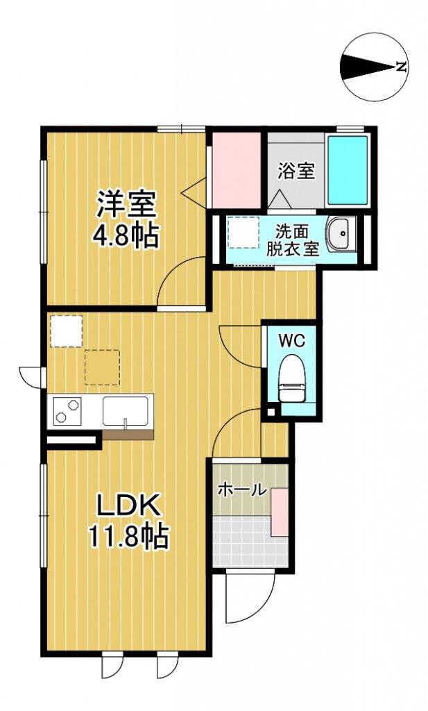 ル・ミエル(1LDK/1階)の間取り写真