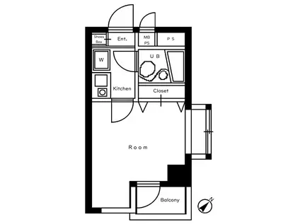 フェルテロアール祐天寺(1K/5階)の間取り写真