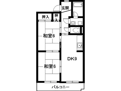 ジュネス八筋(2DK/3階)の間取り写真