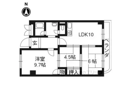 ロココ桂(3LDK/1階)の間取り写真