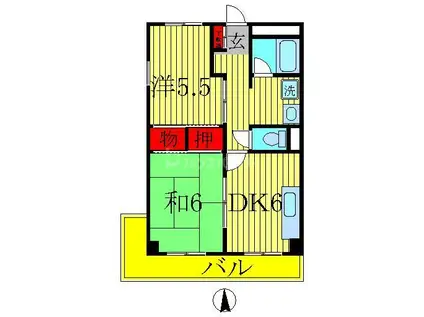 青木マンション(2DK/4階)の間取り写真
