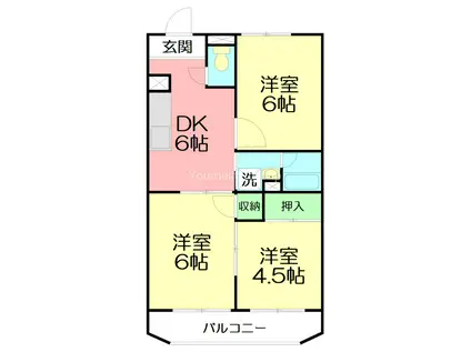 レジデンスネムラ(3DK/1階)の間取り写真