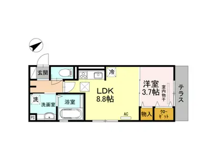 D-ROOMクレア堺(1LDK/2階)の間取り写真